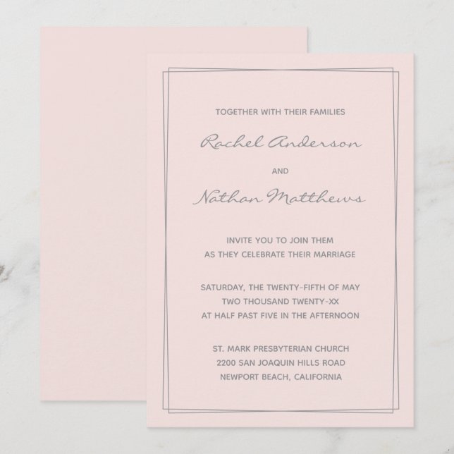 Rose Misty Blush rose Wedding Invitations (Devant / Derrière)