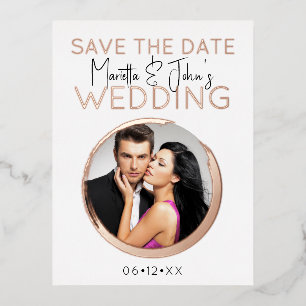 Rose moderne Gold Custom Photo Faire-part de maria