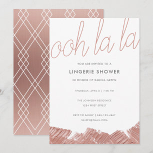 Rose moderne  Gold Lingerie Douche Invitation