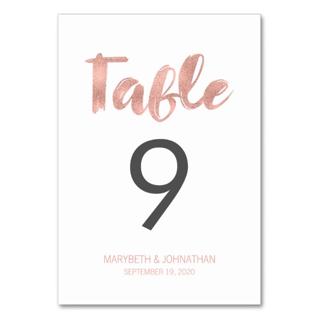 Rose moderne Gold Love Mariage Numéro de table Car (Par défaut)