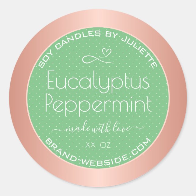 Rose moderne Gold Packaging Étiquettes Light Green (Devant)