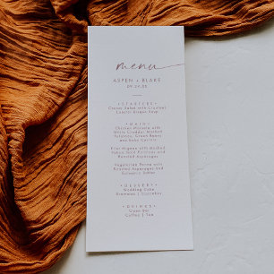 Rose moderne Gold Script Mariage Dîner Menu