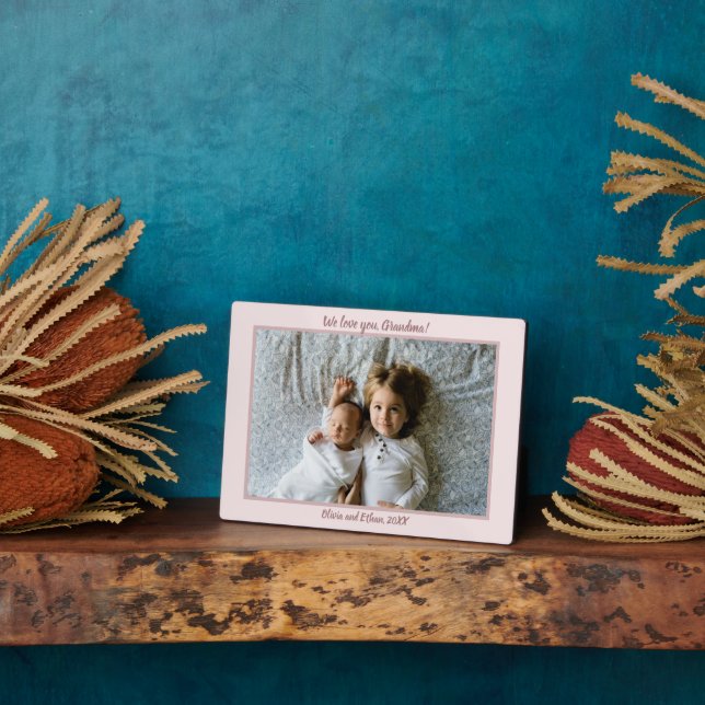 Rose moderne rose Nom personnalisé Plaque photo (Côté)