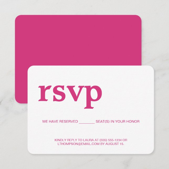 Rose Moderne RSVP sans envoyer par la poste Siège  (Devant / Derrière)