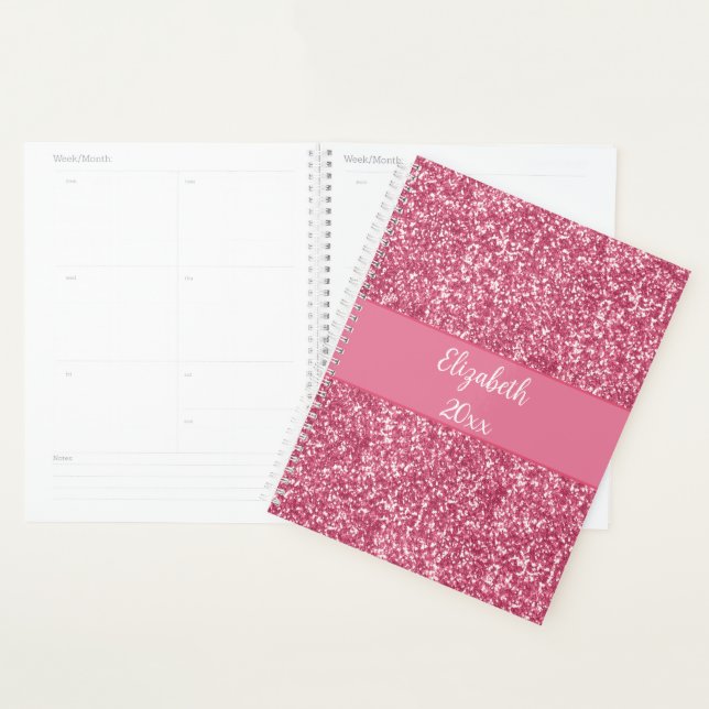 Rose Monogrammé Paillettes Blanches Tendance Glam  (Devant avec enveloppe)
