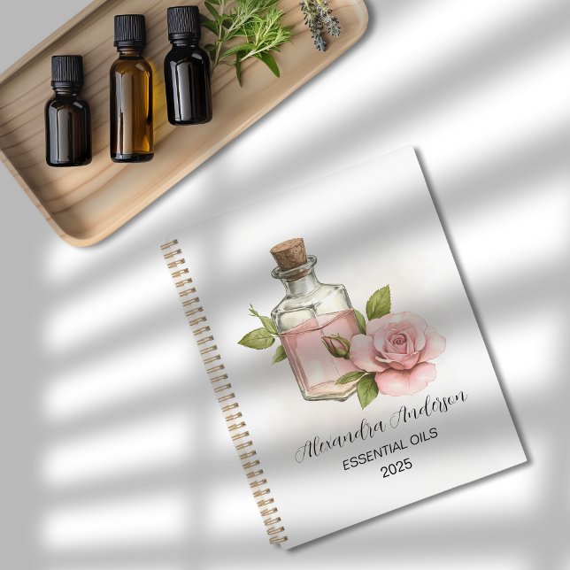 Rose naturel Huiles essentielles Aquarelle Florale (Natural Rose Essential Oils Watercolor Floral Planner)