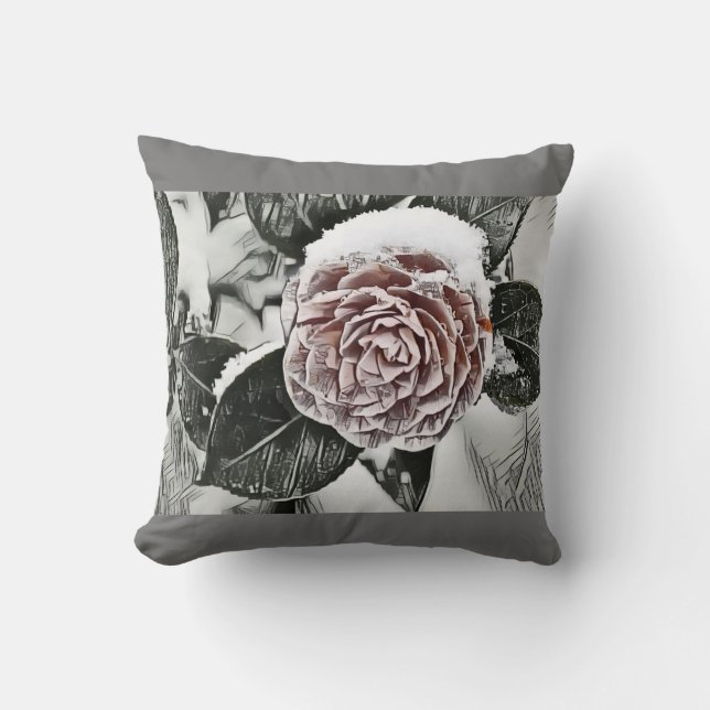 Rose Neige Congelé Dessin Jeu Oreiller (Recto)