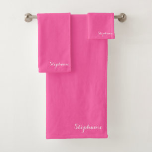 Rose Néon Nom Moderne Élégant Monogramme Bohème