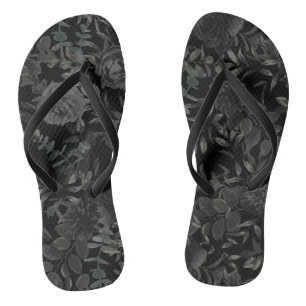 Rose noir blanc Mariage gothique tongs