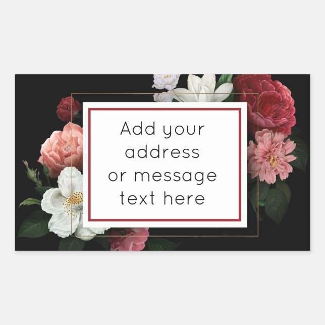 Rose noir et Bourgogne  Frame Étiquettes de livrai (Devant)