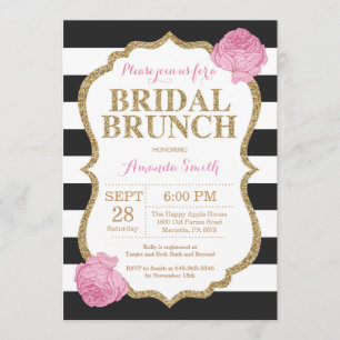 Rose noir et invitation nuptiale de brunch d'or