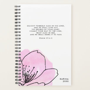 Rose & Noir Floral Moderne Écriture Personnalisée