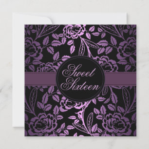 Rose noir/pourpre Conception Invitation d'annivers