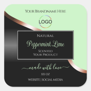 Rose noir vert en or avec logo Étiquette produit