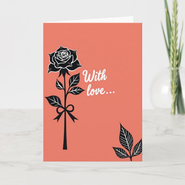 Rose noire avec carte d'amour (Devant)