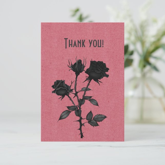 Rose noire gothique sur rose rouge Merci (Debout devant)