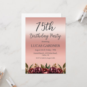 Rose or 75e anniversaire invitations
