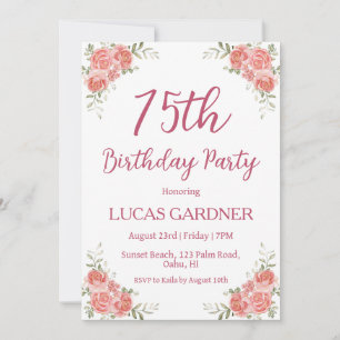 Rose or 75e anniversaire invitations