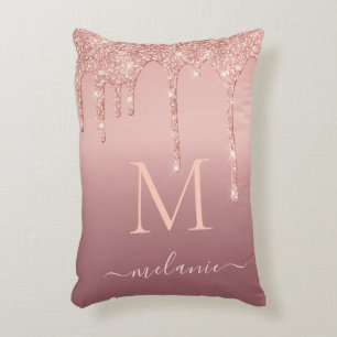 Rose or Accent Coussin avec votre nom et votre let