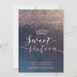 Rose or confetti ombre tiara invitation