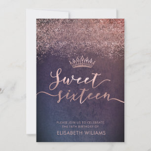 Rose or confetti ombre tiara invitation