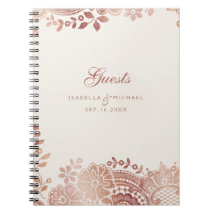 Rose or élégant vintage dentelle mariage livre d'i