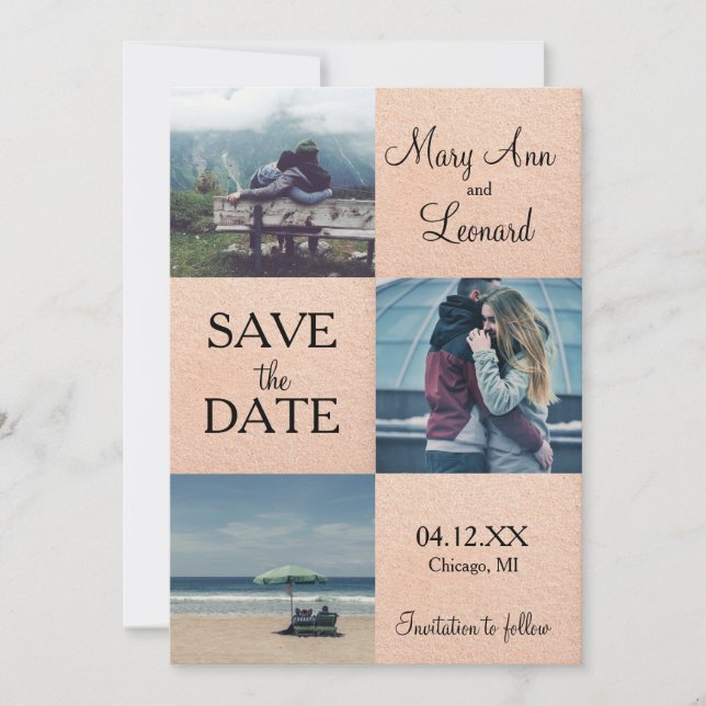 Rose or Enregistrer la date carte photo (Devant)