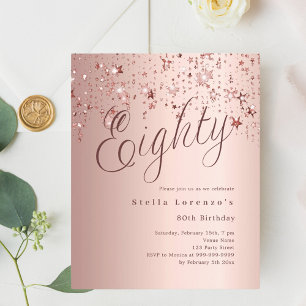 Rose or étoiles budget 80e anniversaire invitation