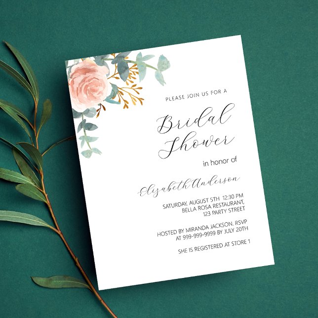 Rose or floral budget Bridal Douche invitation (Créateur téléchargé)