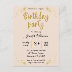 Rose or Invitation d'anniversaire