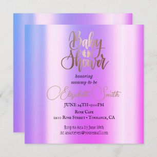 Rose or ombre semelle bébé invitation