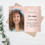 Rose or photo arch confetti anniversaire invitatio<br><div class="desc">Ajoutez votre propre photo de taille verticale. Un cadre photo en arc. Couleur arrière - plan rose or dégradé. Décoré de confettis. Personnalisez et ajoutez un nom et des détails du parti. 1 feuille = 1 invite imprimé bord à bord.</div>