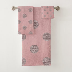 Rose or rose brillant glam Pois moderne chic