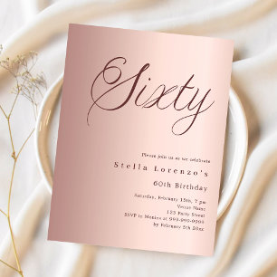 Rose or script budget 60e anniversaire invitation