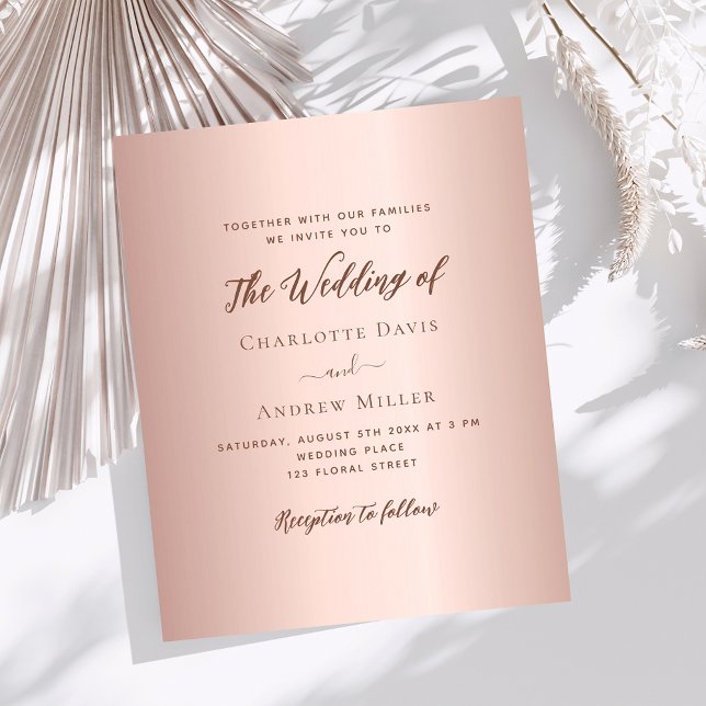 Rose or simple élégance mariage invitation (Créateur téléchargé)