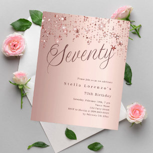 Rose or stars budget 70e anniversaire invitation