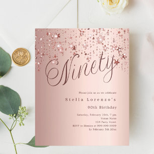 Rose or stars budget 90e anniversaire invitation