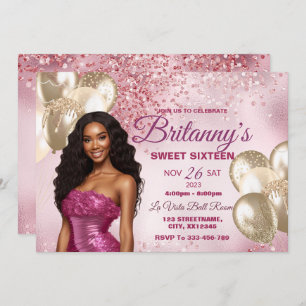 Rose & Or Sweet 16 Girl Birthday Invitation