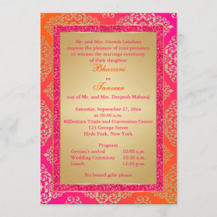 Rose, orange, invitation de mariage de parties
