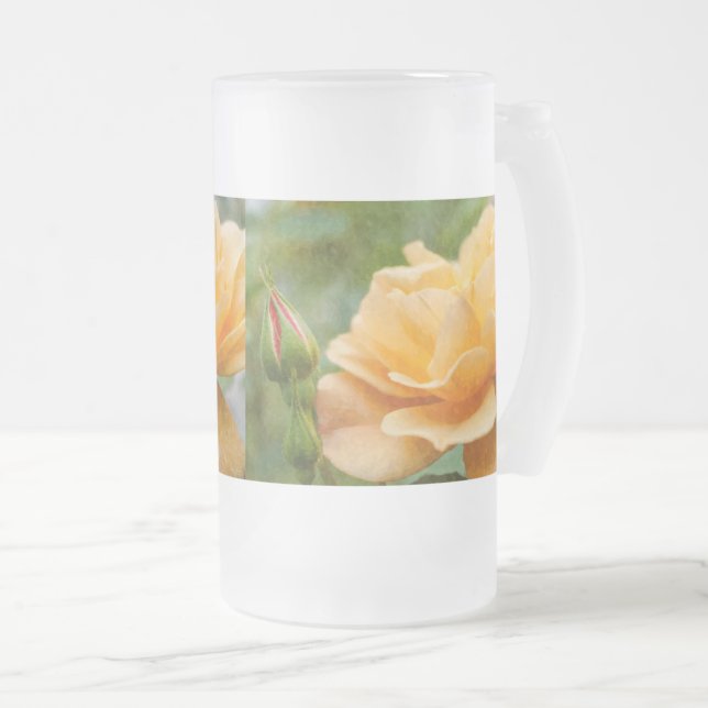 Rose orange Peinture de verre givré Mug (Devant droit)