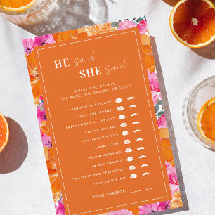 Rose Orange Vibrant Floral Il A Dit Qu'Elle A Dit 