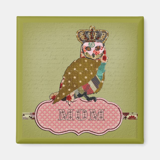 Rose Owl Mom Magnet (Devant)