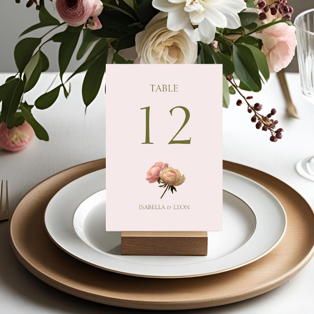 Rose pâle | Carte de numéro de table du Mariage ro (Créateur téléchargé)