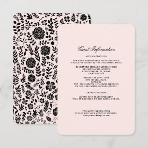 Rose pâle   Cartes de détails du Mariage Floral no