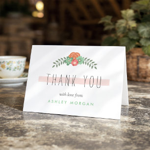 Rose Pâle Élégant et Floral Menthe Verte Merci