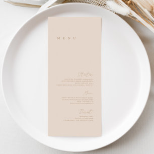 Rose Pâle Élégant Menu Plat de Mariage Minimaliste