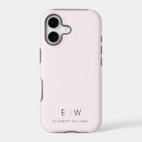 Rose Pâle Élégant Minimaliste Monogramme Nom