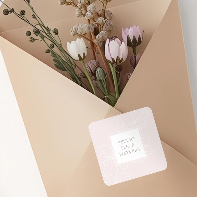Rose pâle | Étiquette floral chic (Créateur téléchargé)