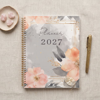 Rose Pâle Floral Géométrique Or 2027