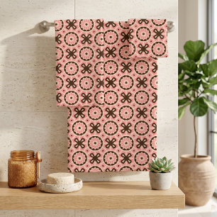 Rose Pâle Marron Bohème Chic Motif Géométrique